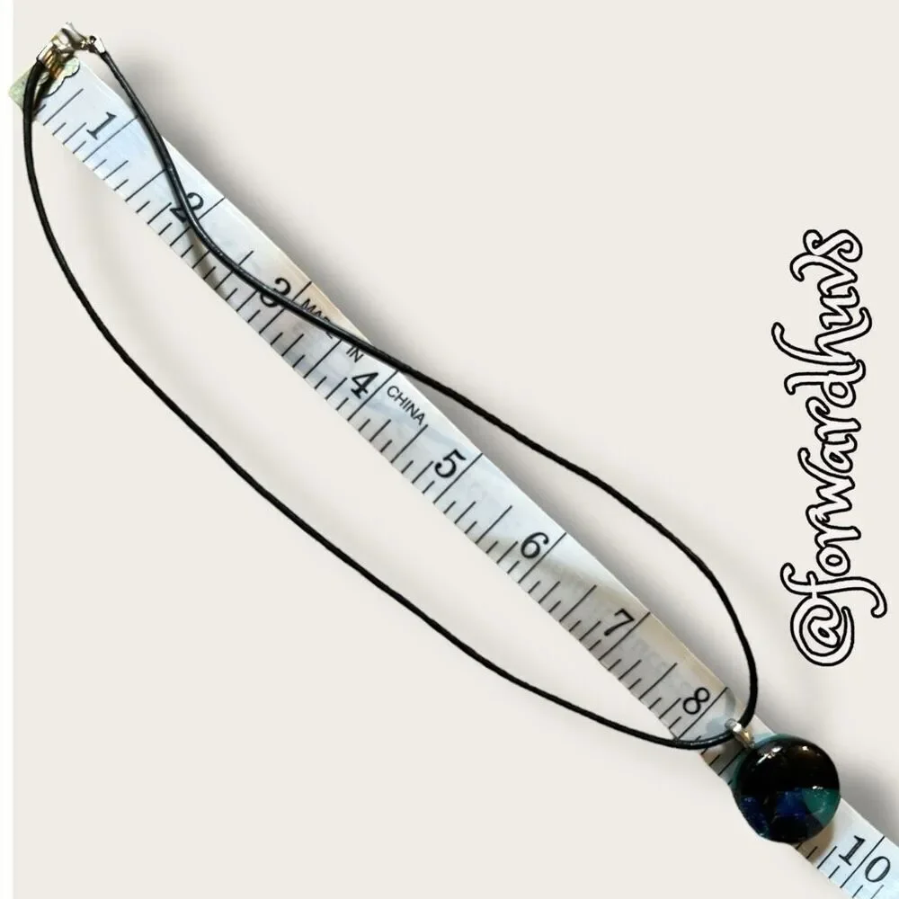 Bundle Sale 3 for $15 | 16-Inch Black Faux Leather Necklace with Glass Pendant